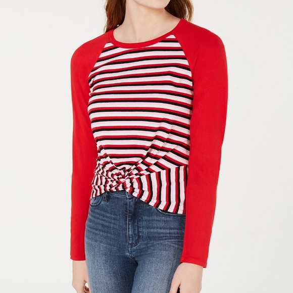 Ultra Flirt Tops - Ultra Flirt Twist-hem Raglan sleeve t-shirt Ultra Flirt Tops - Ultra Flirt Twist-hem Raglan sleeve t-shirt